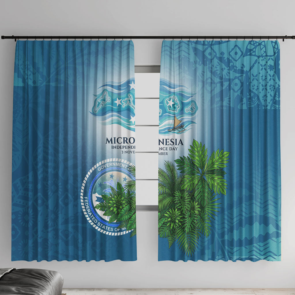 Micronesia Independence Day Window Curtain FSM Patriotic Pacific Island Nan Madol Ruins Seabird Tropical