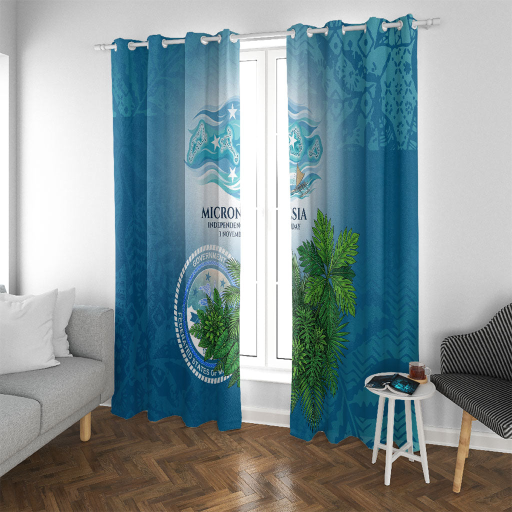 Micronesia Independence Day Window Curtain FSM Patriotic Pacific Island Nan Madol Ruins Seabird Tropical