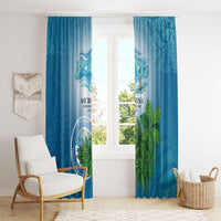 Micronesia Independence Day Window Curtain FSM Patriotic Pacific Island Nan Madol Ruins Seabird Tropical