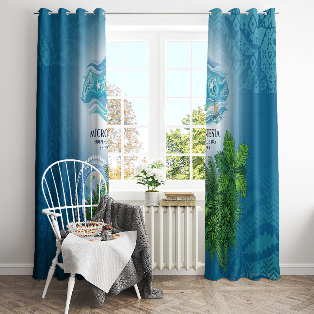 Micronesia Independence Day Window Curtain FSM Patriotic Pacific Island Nan Madol Ruins Seabird Tropical