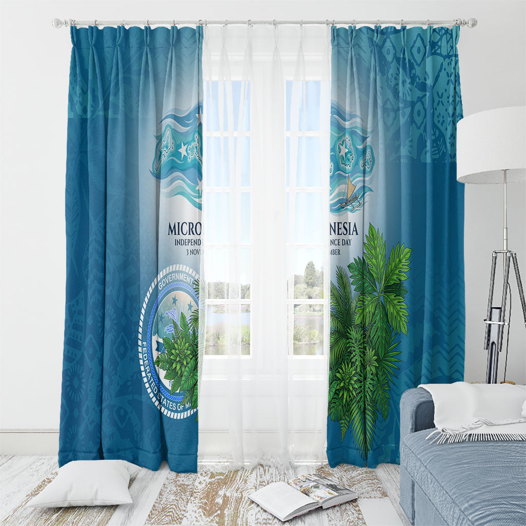 Micronesia Independence Day Window Curtain FSM Patriotic Pacific Island Nan Madol Ruins Seabird Tropical