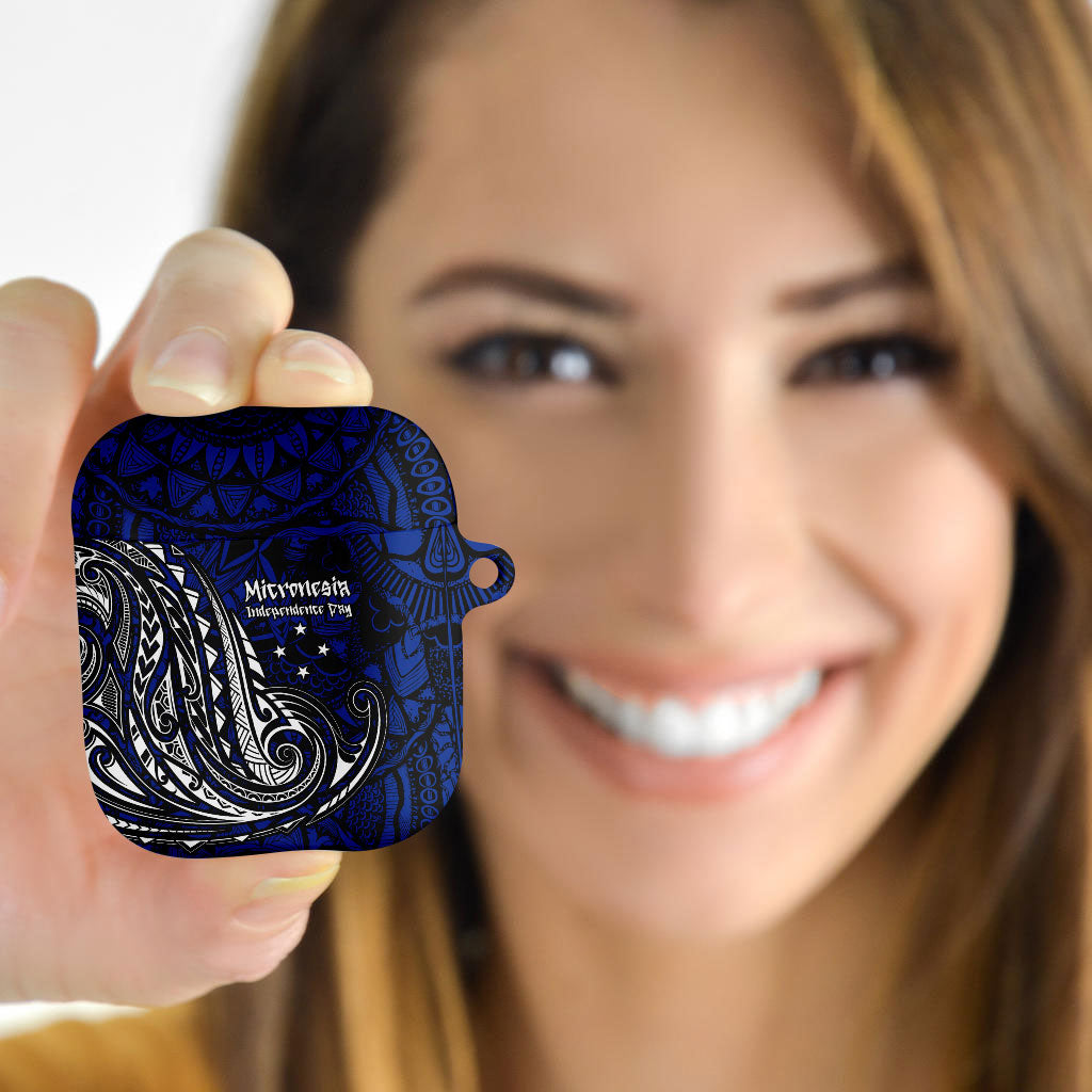Micronesia Independence Day FSM AirPods Case Tribal Tattoo Pattern Flag Seal Heritage