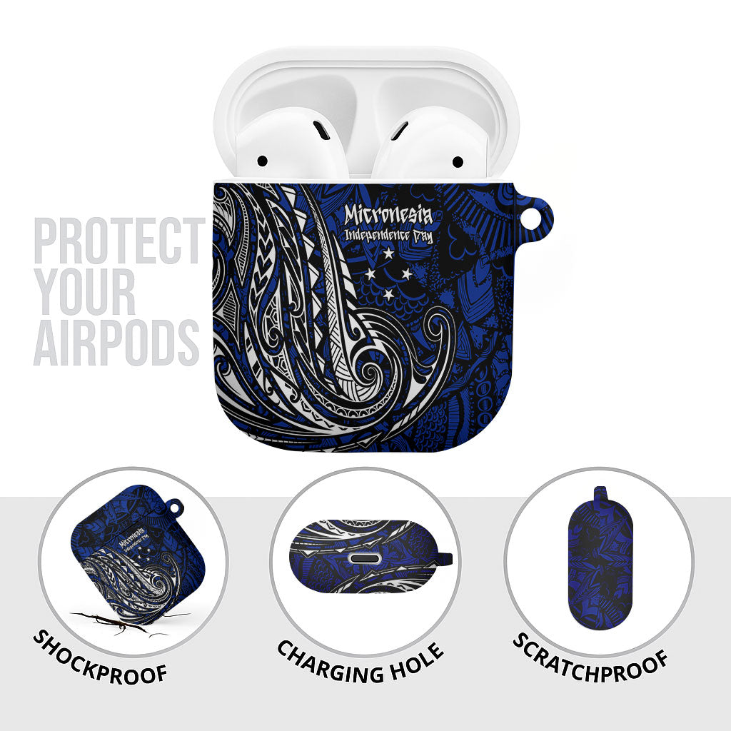 Micronesia Independence Day FSM AirPods Case Tribal Tattoo Pattern Flag Seal Heritage