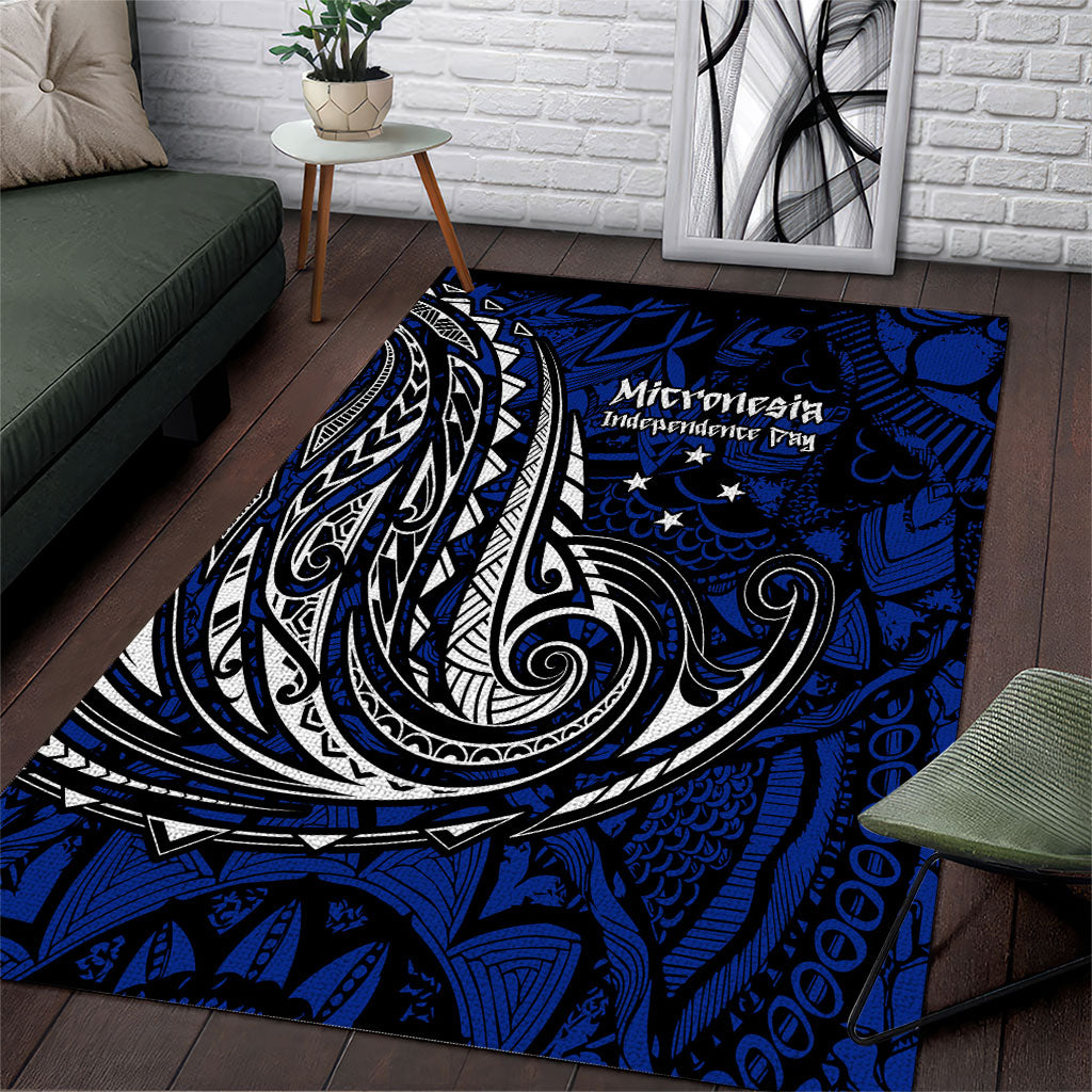 Micronesia Independence Day FSM Area Rug Tribal Tattoo Pattern Flag Seal Heritage
