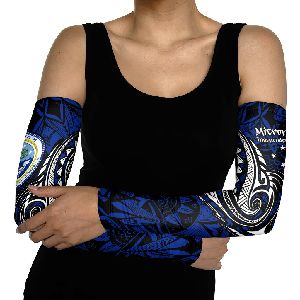 Micronesia Independence Day FSM Arm Sleeves Tribal Tattoo Pattern Flag Seal Heritage TS04 - Polynesian Pride