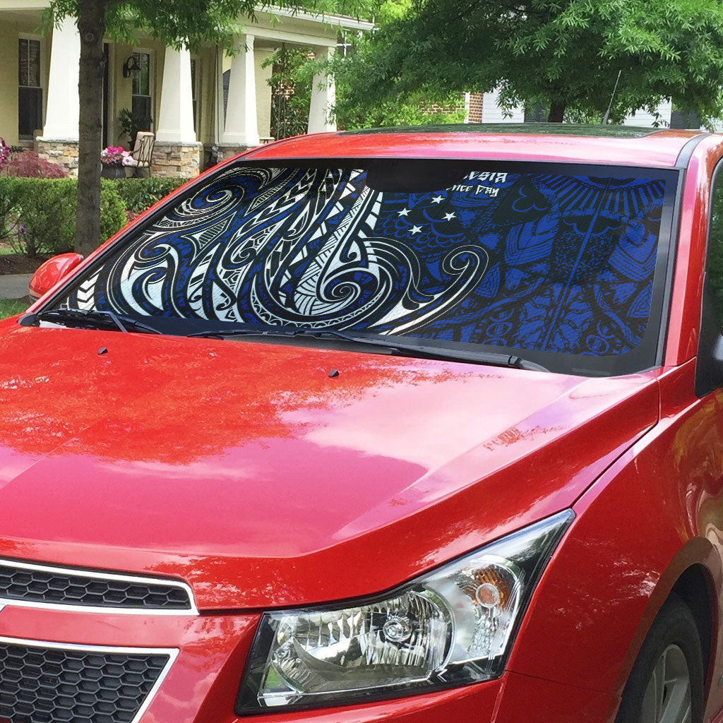 Micronesia Independence Day FSM Auto Sun Shade Tribal Tattoo Pattern Flag Seal Heritage