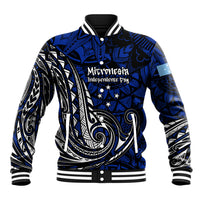 Micronesia Independence Day FSM Baseball Jacket Tribal Tattoo Pattern Flag Seal Heritage