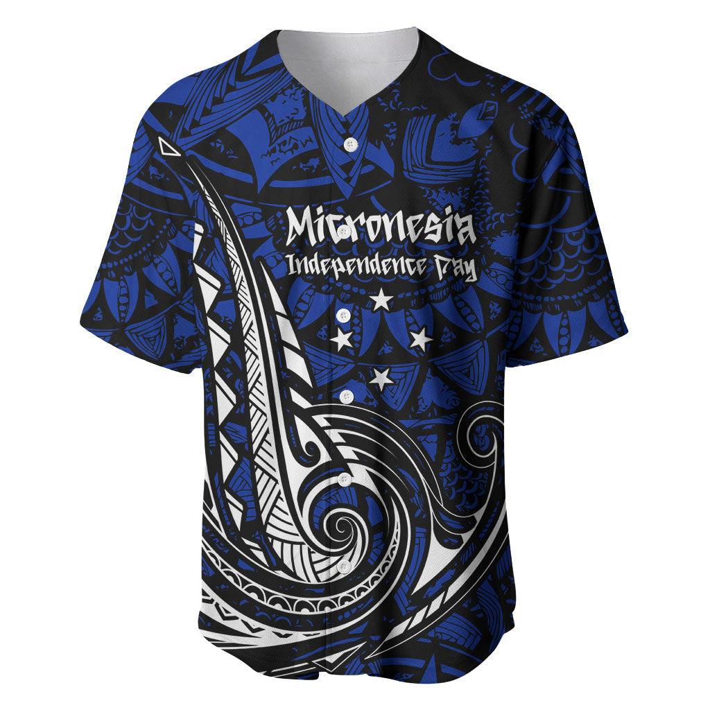 Micronesia Independence Day FSM Baseball Jersey Tribal Tattoo Pattern Flag Seal Heritage
