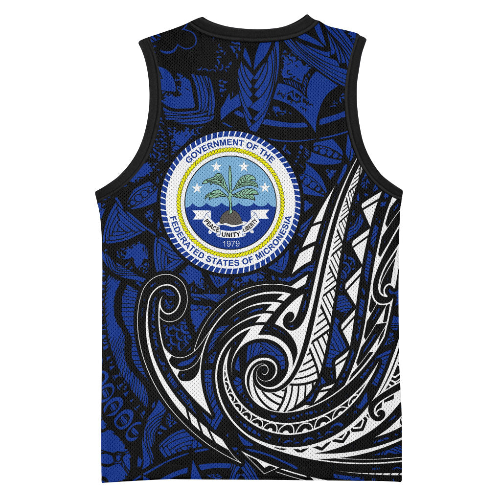Micronesia Independence Day FSM Basketball Jersey Tribal Tattoo Pattern Flag Seal Heritage TS04 - Polynesian Pride