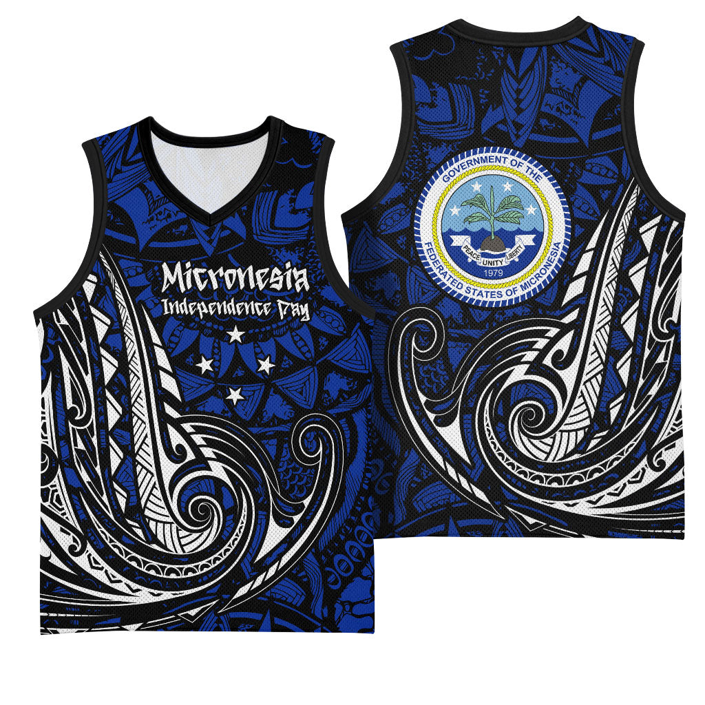 Micronesia Independence Day FSM Basketball Jersey Tribal Tattoo Pattern Flag Seal Heritage TS04 - Polynesian Pride