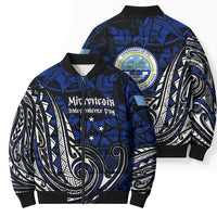 Micronesia Independence Day FSM Bomber Puffer Jacket Tribal Tattoo Pattern Flag Seal Heritage
