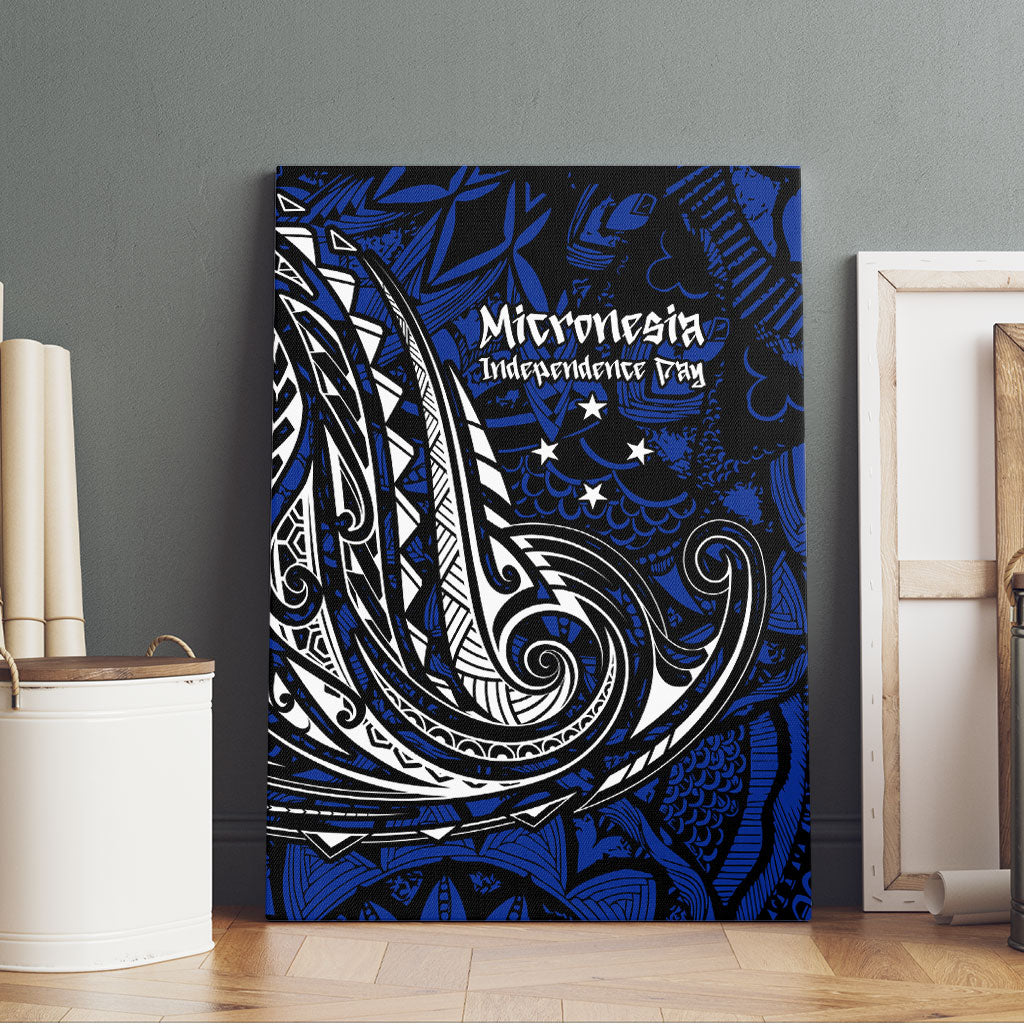 Micronesia Independence Day FSM Canvas Wall Art Tribal Tattoo Pattern Flag Seal Heritage TS04 - Polynesian Pride