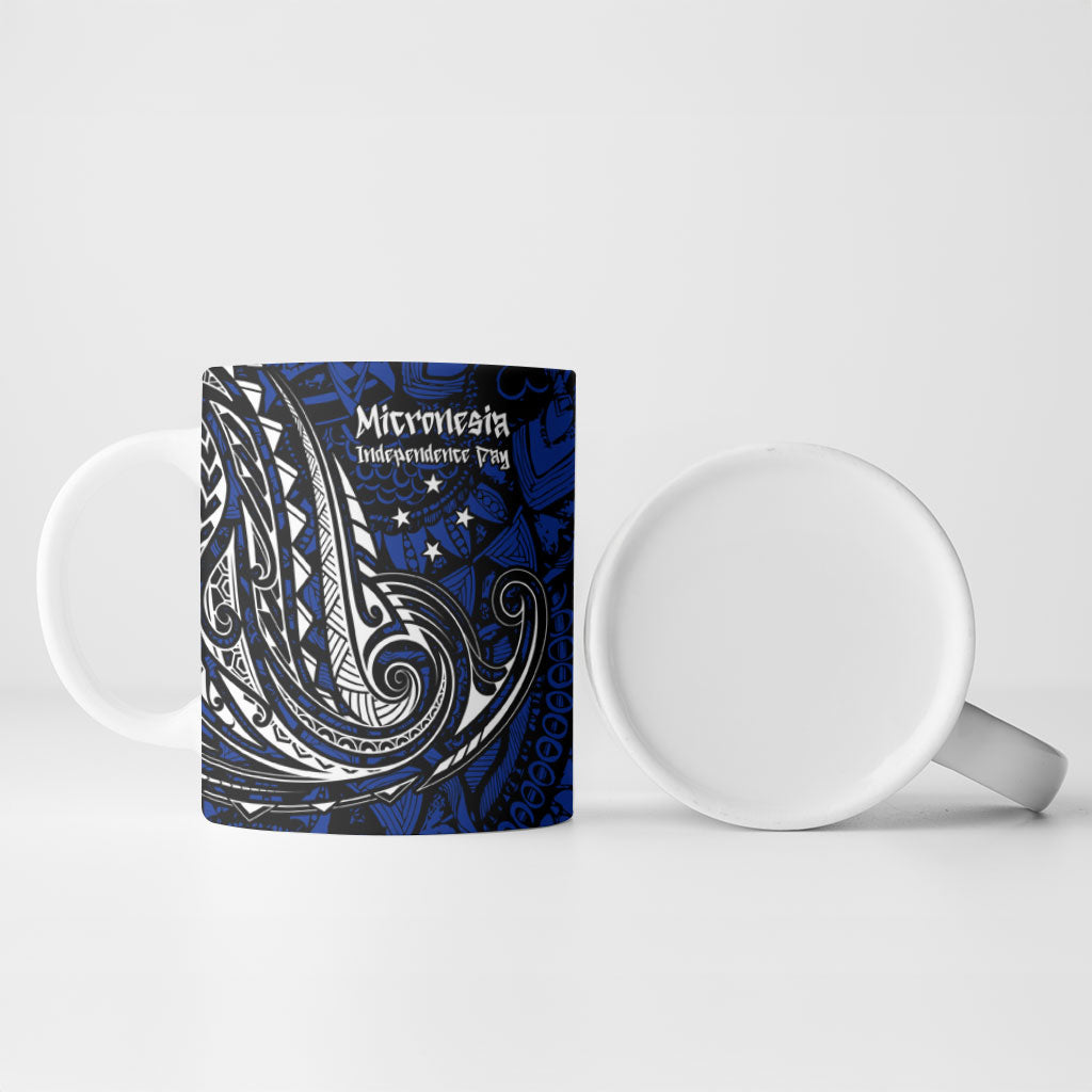 Micronesia Independence Day FSM Ceramic Mug Tribal Tattoo Pattern Flag Seal Heritage
