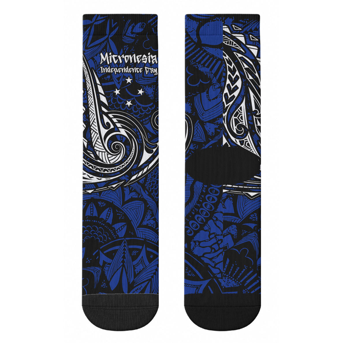 Micronesia Independence Day FSM Crew Socks Tribal Tattoo Pattern Flag Seal Heritage TS04 - Polynesian Pride