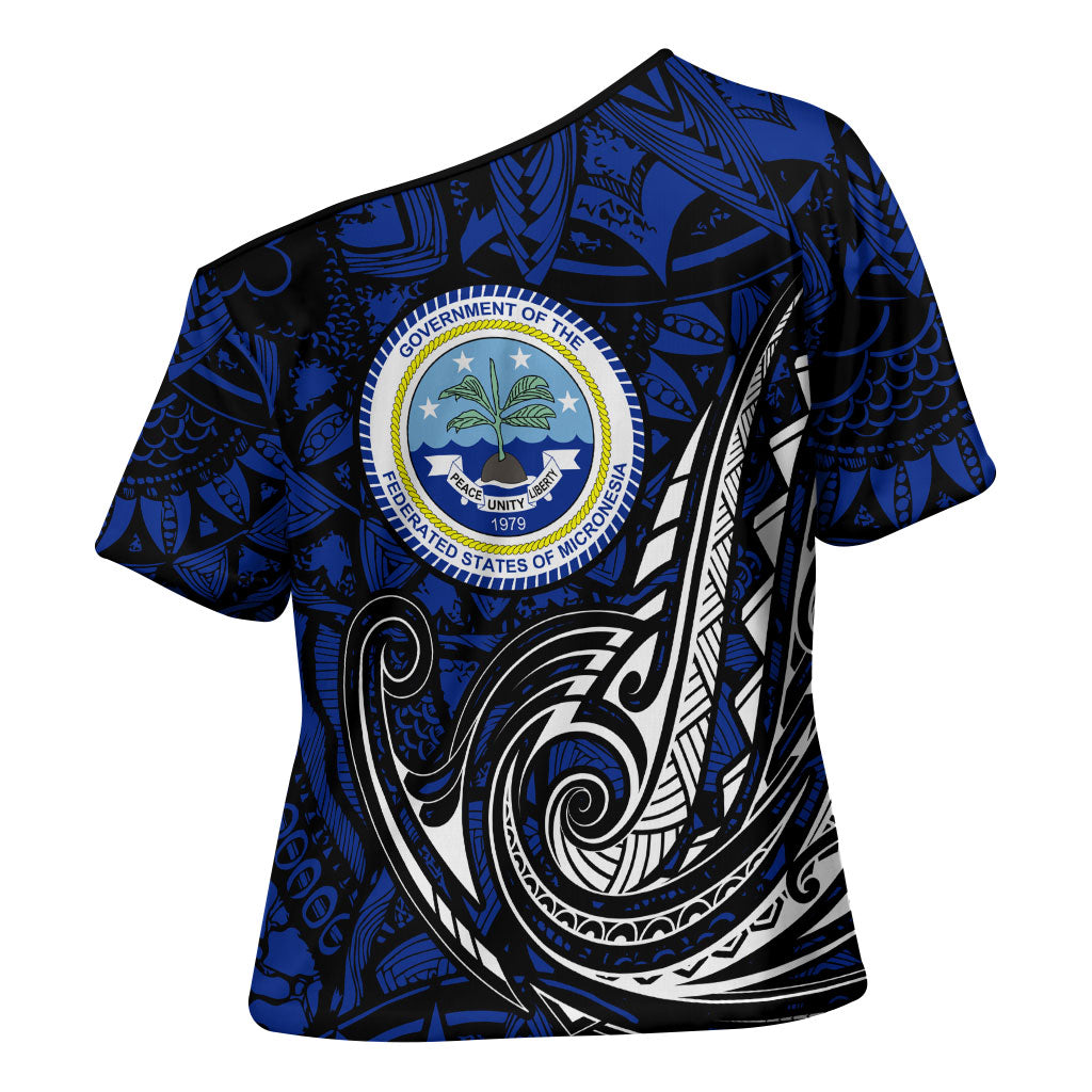 Micronesia Independence Day FSM Cross Shoulder Shirt Tribal Tattoo Pattern Flag Seal Heritage