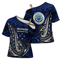 Micronesia Independence Day FSM Cross Shoulder Shirt Tribal Tattoo Pattern Flag Seal Heritage