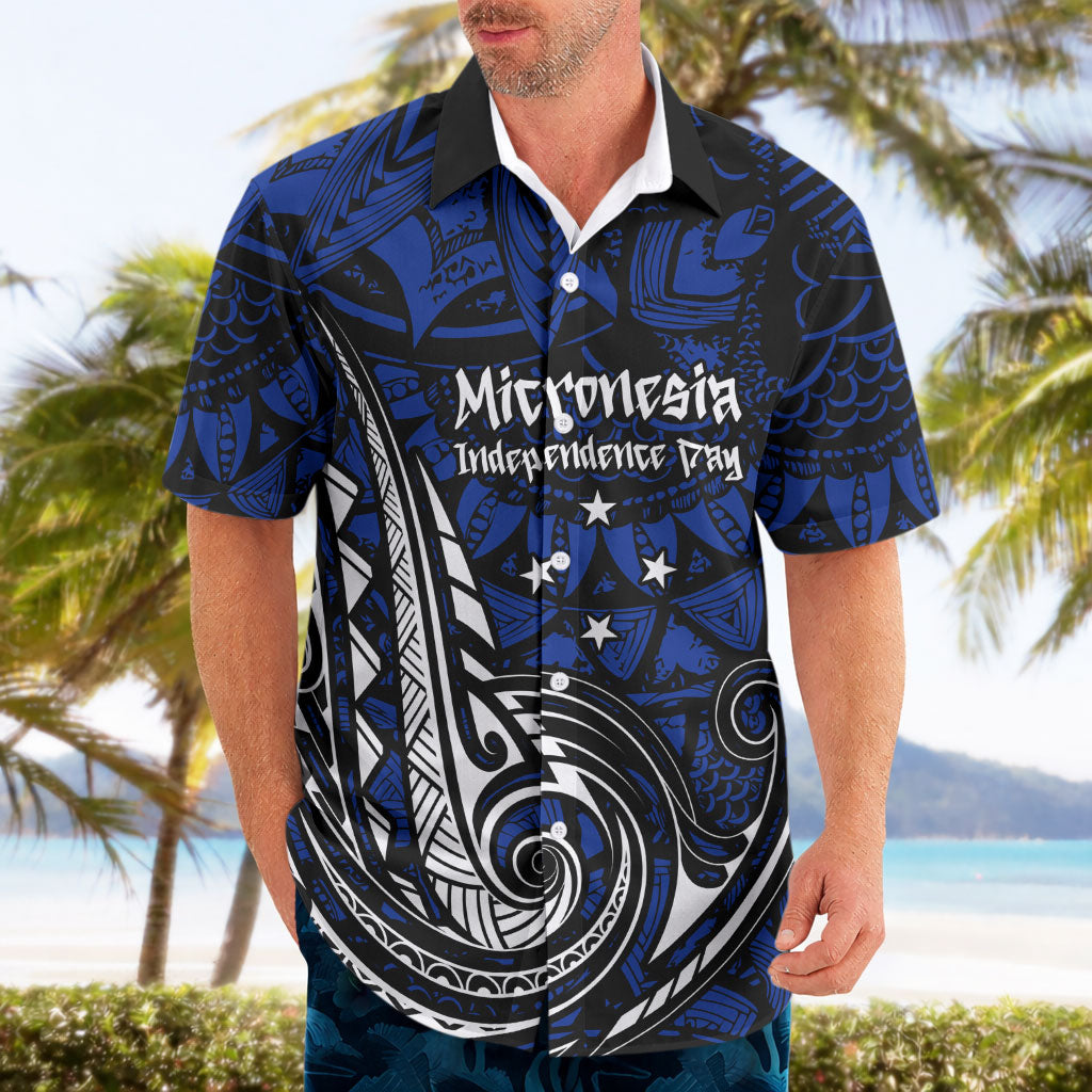 Micronesia Independence Day FSM Hawaiian Shirt Tribal Tattoo Pattern Flag Seal Heritage