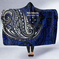 Micronesia Independence Day FSM Hooded Blanket Tribal Tattoo Pattern Flag Seal Heritage TS04 One Size Blue Black - Polynesian Pride