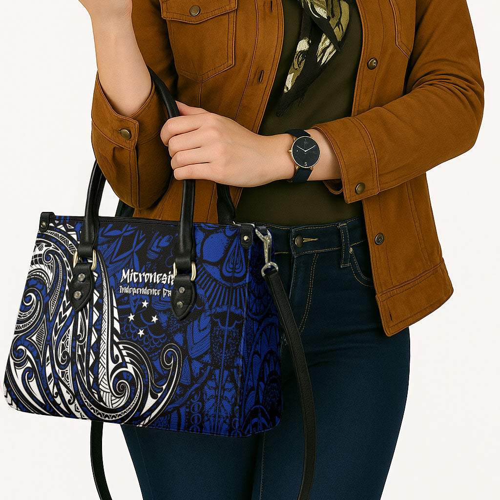 Micronesia Independence Day FSM Leather Bag Tribal Tattoo Pattern Flag Seal Heritage