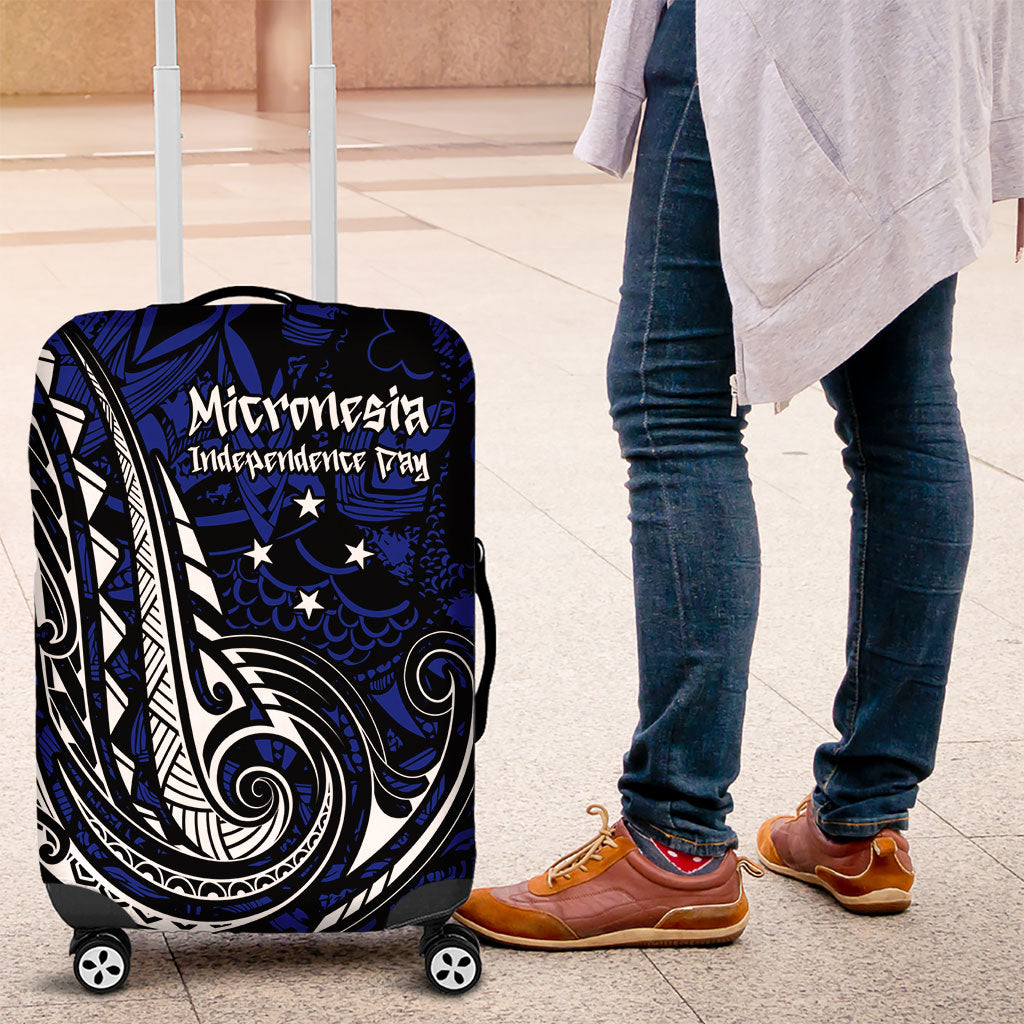 Micronesia Independence Day FSM Luggage Cover Tribal Tattoo Pattern Flag Seal Heritage