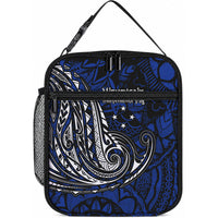 Micronesia Independence Day FSM Lunch Bag Tribal Tattoo Pattern Flag Seal Heritage TS04 10.2 × 8.3 × 4.3 inch Blue Black - Polynesian Pride