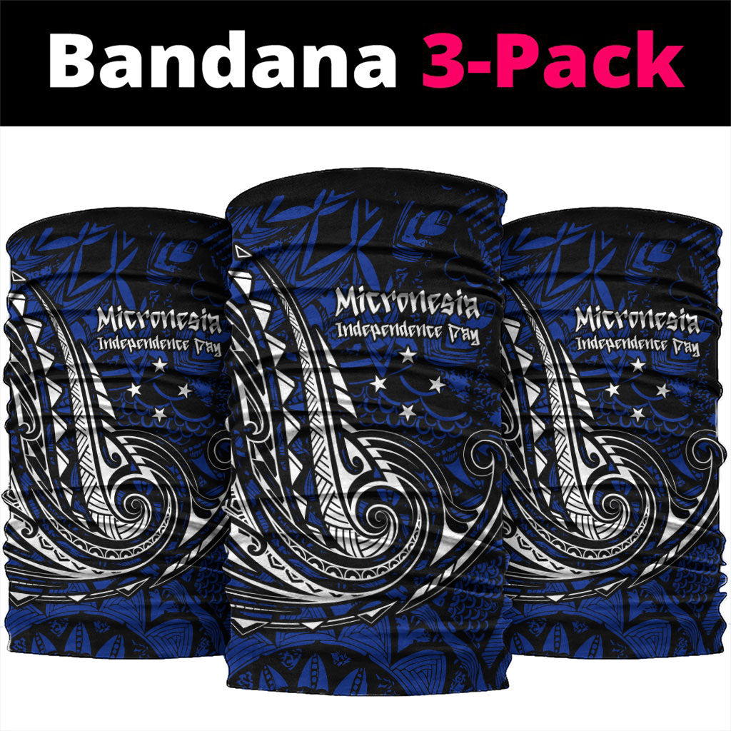 Micronesia Independence Day FSM Neck Gaiter Tribal Tattoo Pattern Flag Seal Heritage