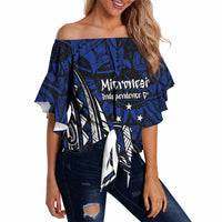 Micronesia Independence Day FSM Off Shoulder Wrap Waist Top Tribal Tattoo Pattern Flag Seal Heritage