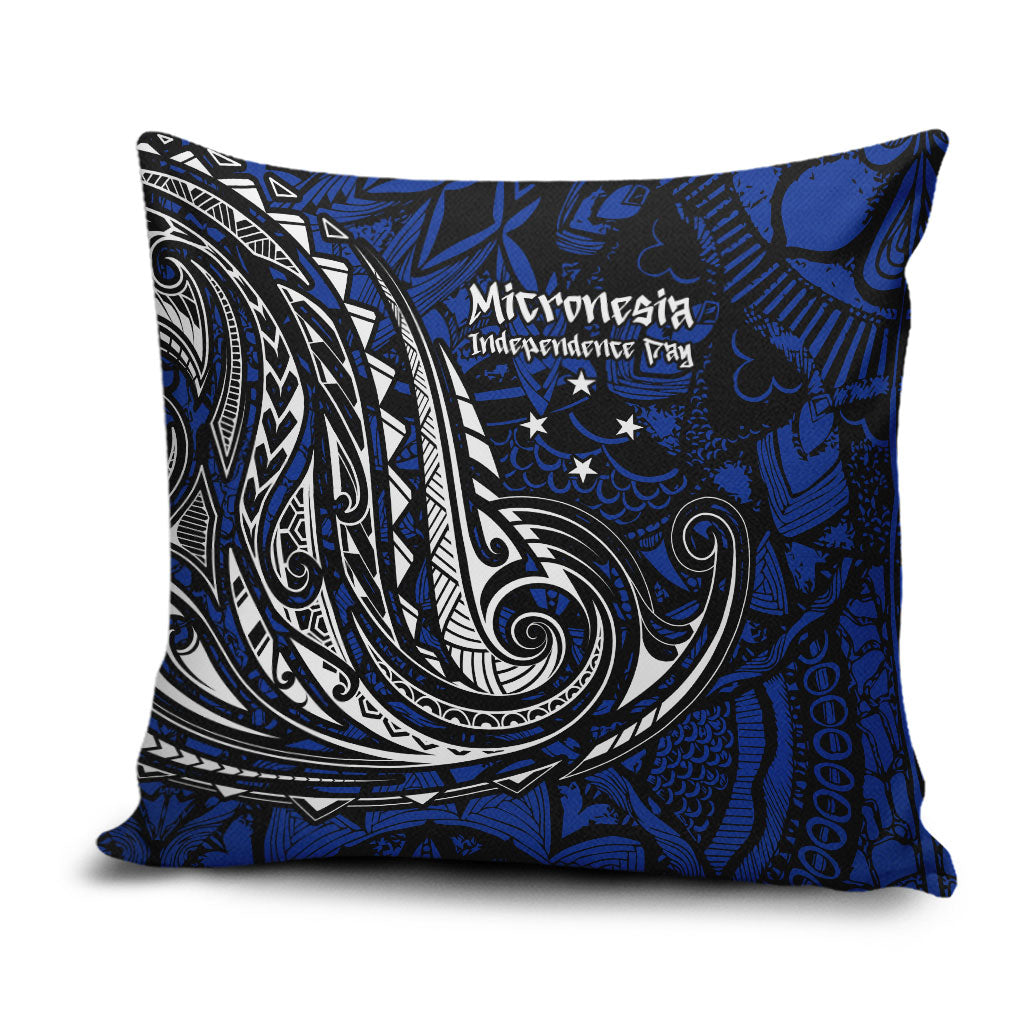 Micronesia Independence Day FSM Pillow Cover Tribal Tattoo Pattern Flag Seal Heritage