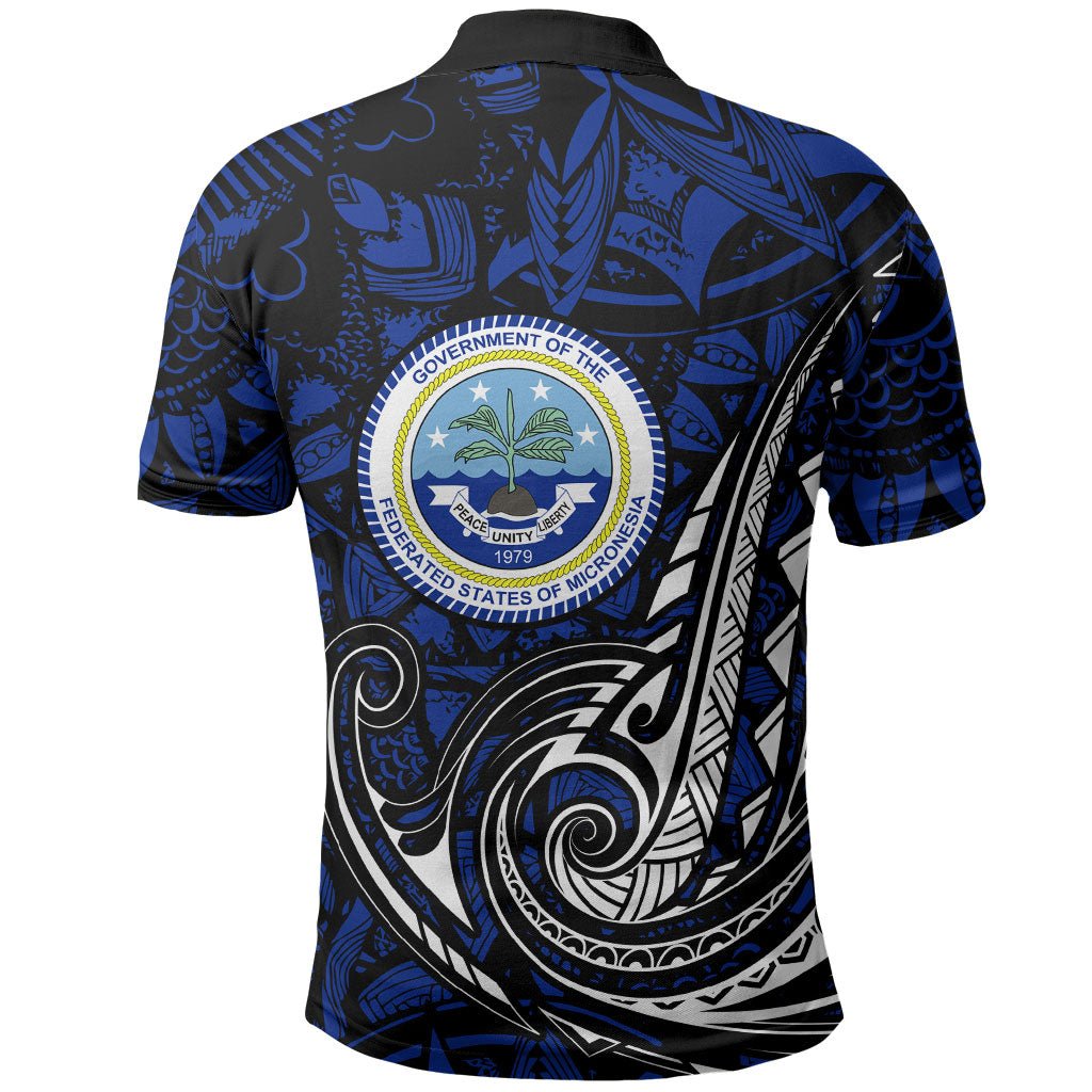 Micronesia Independence Day FSM Polo Shirt Tribal Tattoo Pattern Flag Seal Heritage