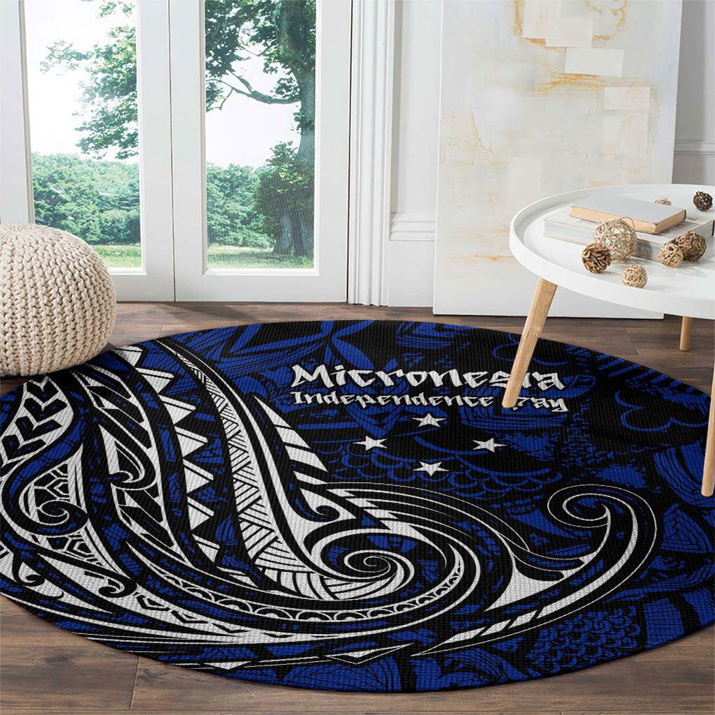 Micronesia Independence Day FSM Round Carpet Tribal Tattoo Pattern Flag Seal Heritage