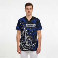 Micronesia Independence Day FSM Scrub Top Tribal Tattoo Pattern Flag Seal Heritage