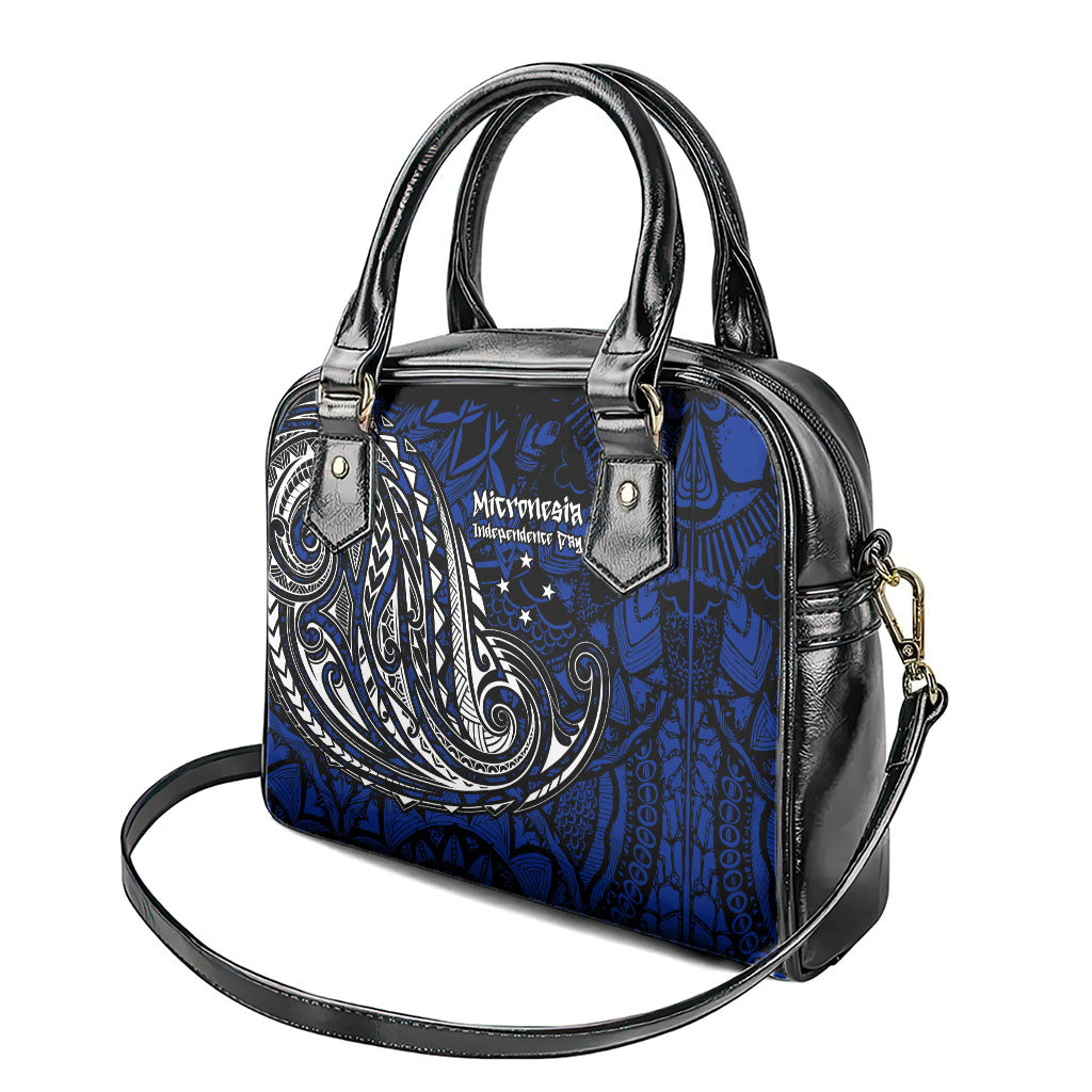 Micronesia Independence Day FSM Shoulder Handbag Tribal Tattoo Pattern Flag Seal Heritage
