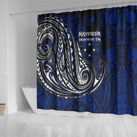 Micronesia Independence Day FSM Shower Curtain Tribal Tattoo Pattern Flag Seal Heritage
