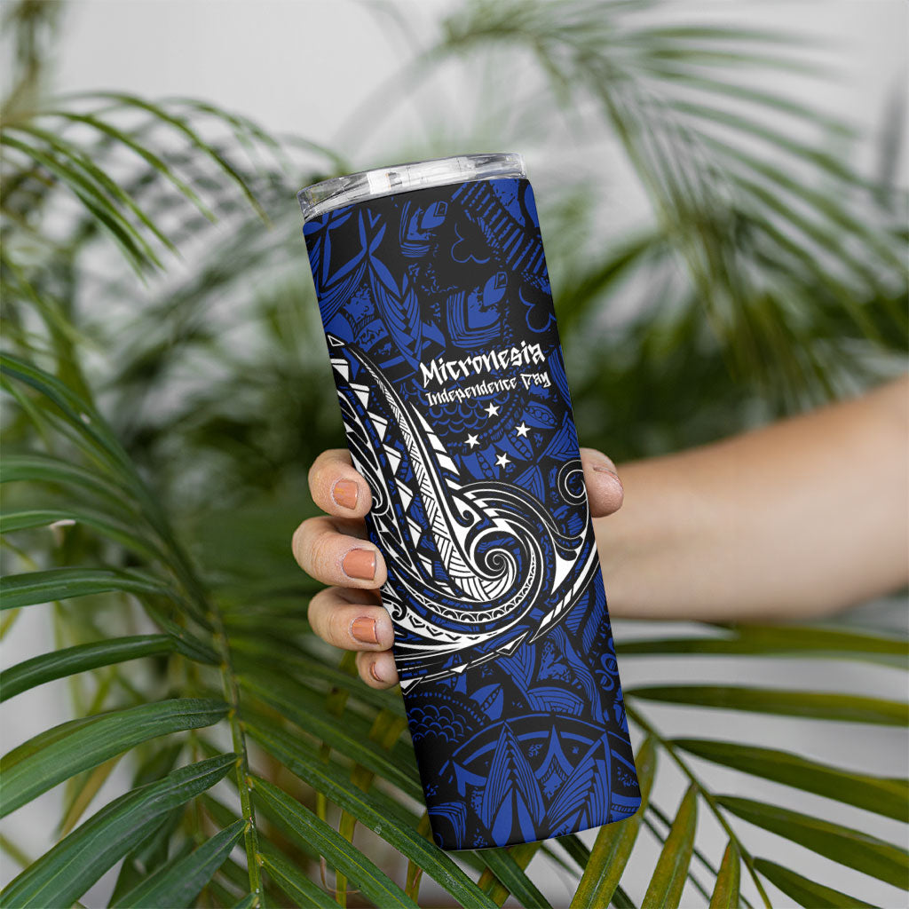 Micronesia Independence Day FSM Skinny Tumbler Tribal Tattoo Pattern Flag Seal Heritage