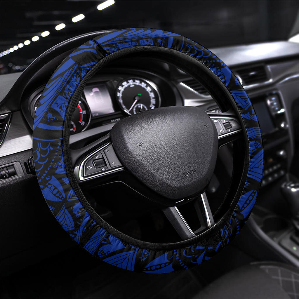 Micronesia Independence Day FSM Steering Wheel Cover Tribal Tattoo Pattern Flag Seal Heritage