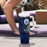 Micronesia Independence Day FSM Tumbler With Handle Tribal Tattoo Pattern Flag Seal Heritage