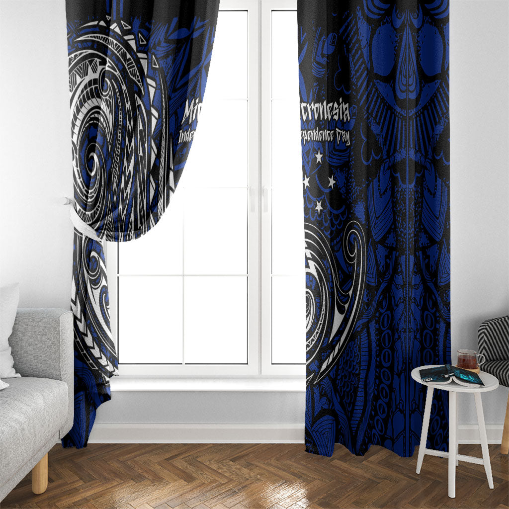 Micronesia Independence Day FSM Window Curtain Tribal Tattoo Pattern Flag Seal Heritage