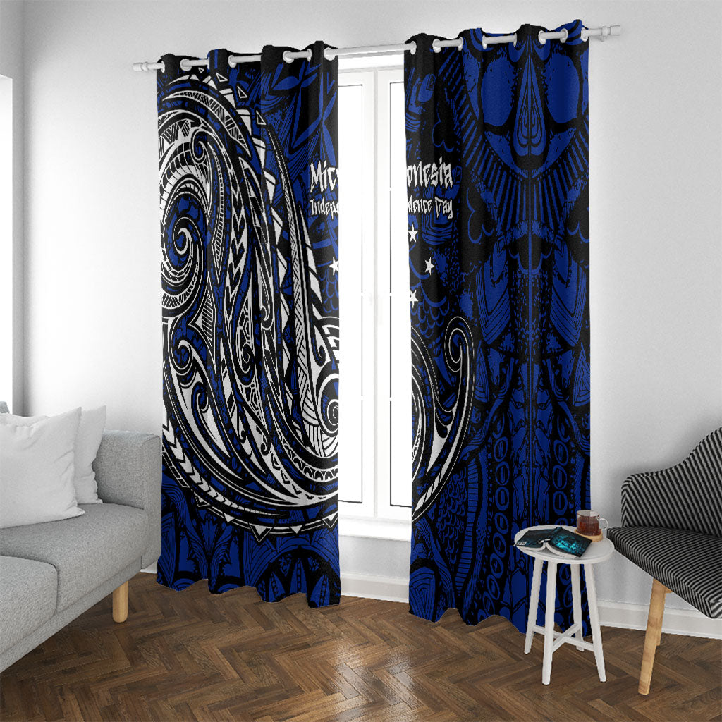 Micronesia Independence Day FSM Window Curtain Tribal Tattoo Pattern Flag Seal Heritage