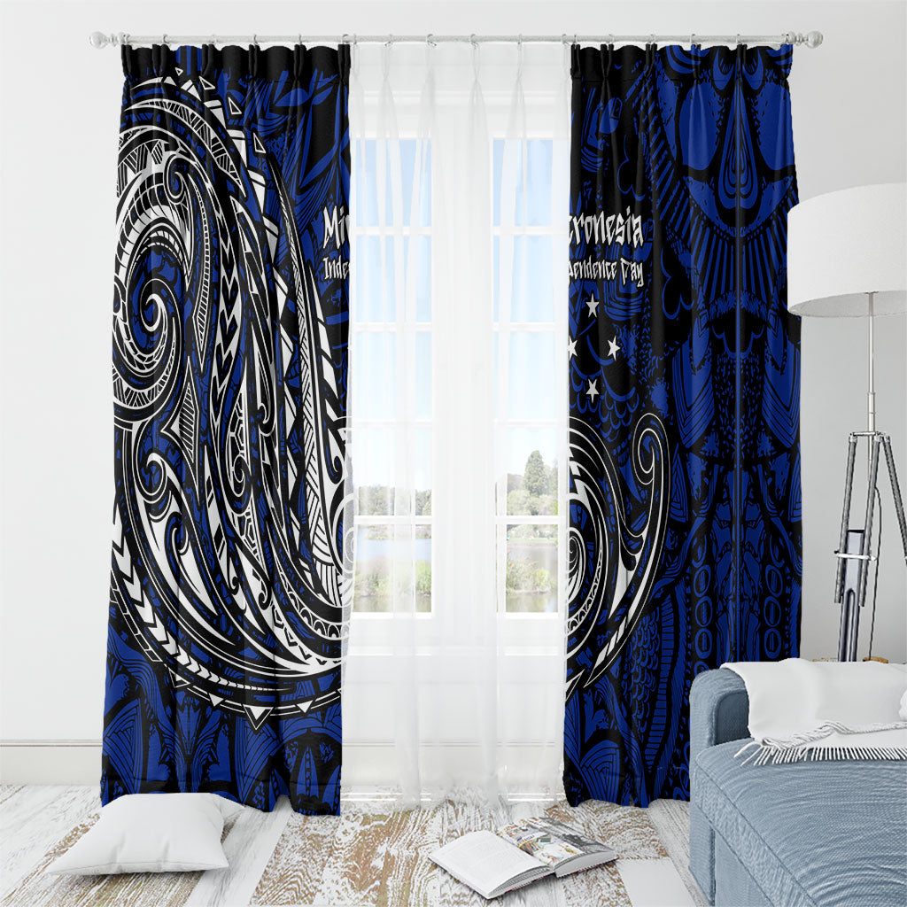 Micronesia Independence Day FSM Window Curtain Tribal Tattoo Pattern Flag Seal Heritage