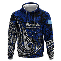 Micronesia Independence Day FSM Zip Hoodie Tribal Tattoo Pattern Flag Seal Heritage TS04 Pullover Hoodie Blue Black - Polynesian Pride