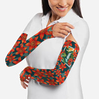 Fiji Taveuni Parrot Arm Sleeves Tropical Waterfall Landscape With Floral Tribal Pattern