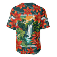 Fiji Taveuni Parrot Baseball Jersey Tropical Waterfall Landscape With Floral Tribal Pattern