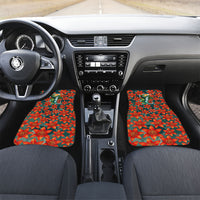 Fiji Taveuni Parrot Car Mats Tropical Waterfall Landscape With Floral Tribal Pattern