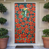 Fiji Taveuni Parrot Door Cover Tropical Waterfall Landscape With Floral Tribal Pattern