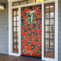 Fiji Taveuni Parrot Door Cover Tropical Waterfall Landscape With Floral Tribal Pattern