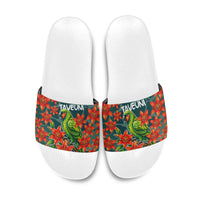 Fiji Taveuni Parrot Slide Sandals Tropical Waterfall Landscape With Floral Tribal Pattern