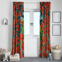 Fiji Taveuni Parrot Window Curtain Tropical Waterfall Landscape With Floral Tribal Pattern
