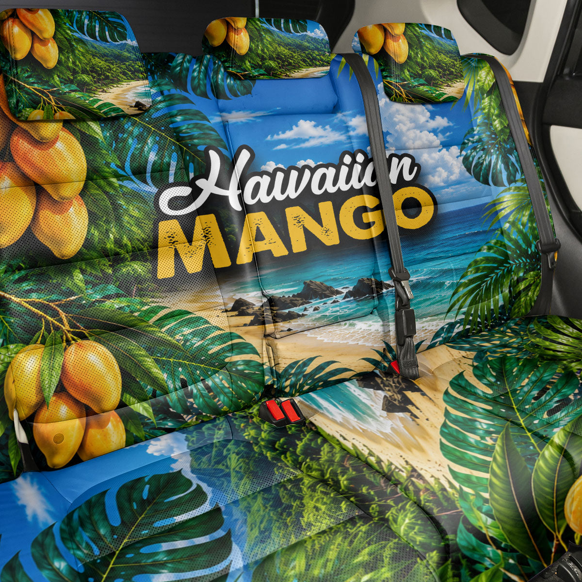 Hawaiian Mango Tropical Beach Back Car Seat Cover Scenic Island Nature Exotic Fruit Graphic TS04 - Polynesian Pride