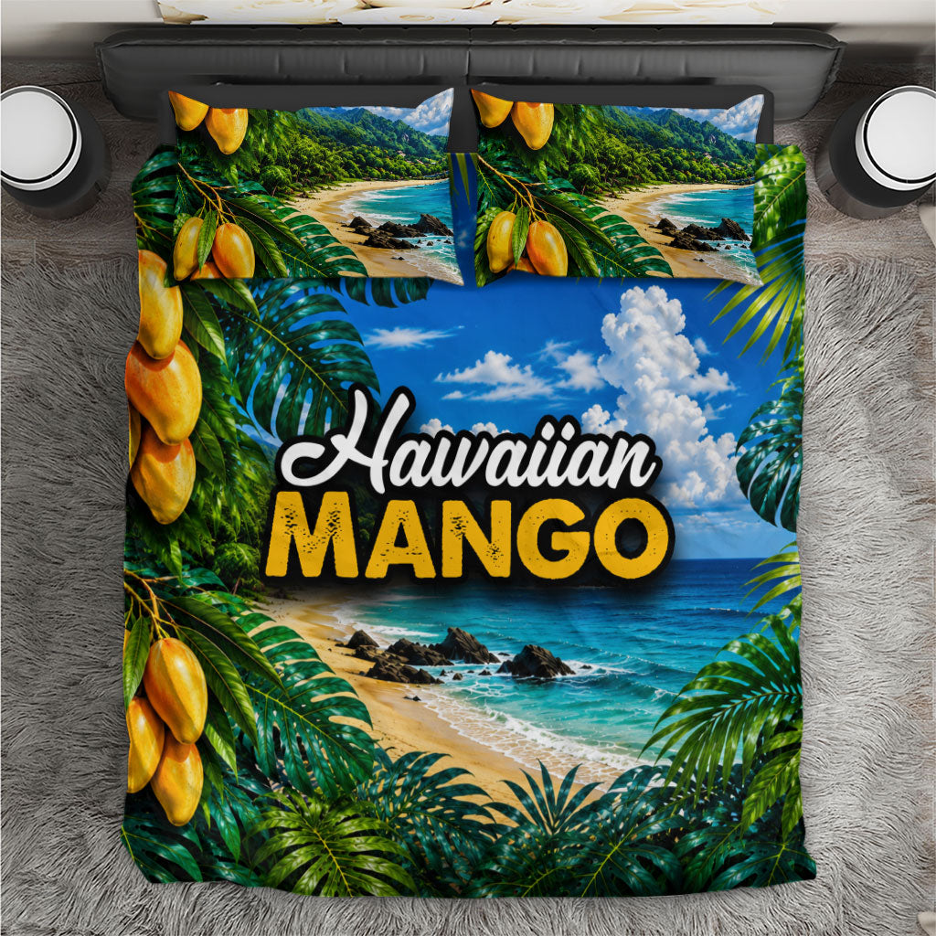 Hawaiian Mango Tropical Beach Bedding Set Scenic Island Nature Exotic Fruit Graphic TS04 Blue Green - Polynesian Pride