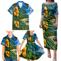 Hawaiian Mango Tropical Beach Family Matching Puletasi and Hawaiian Shirt Scenic Island Nature Exotic Fruit Graphic TS04 - Polynesian Pride